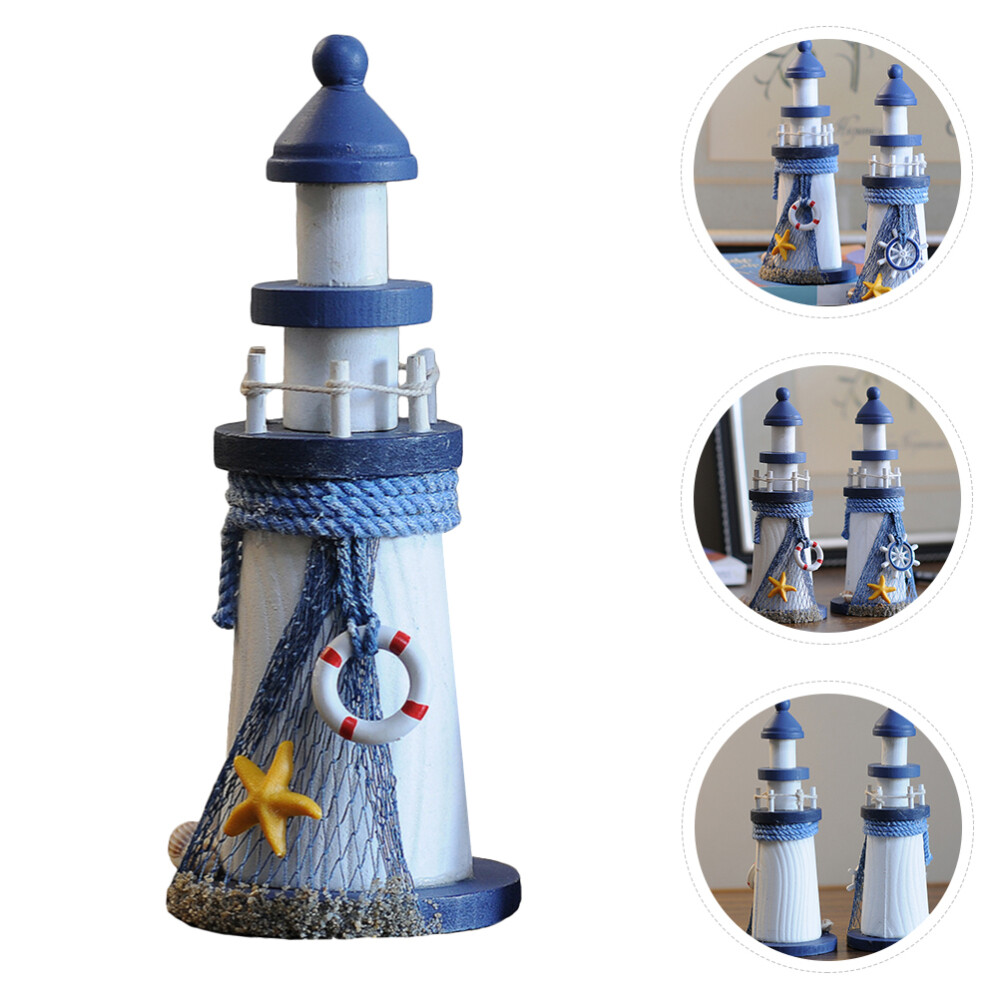 Mini Nautical Lighthouse Marine Wooden Home Decor Desktop Office