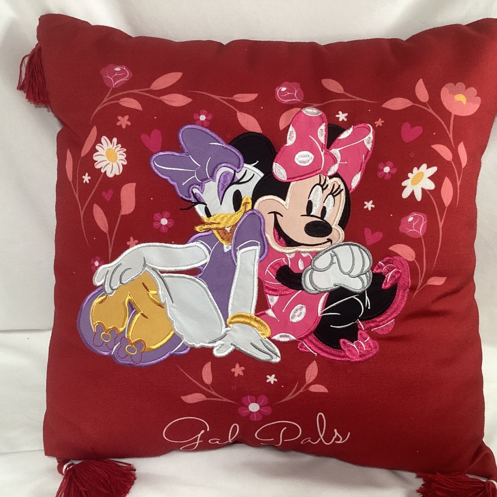 Disney Gal Pals Throw Pillow Minnie Mouse Daisy Duck Bright Red Valentines Gift