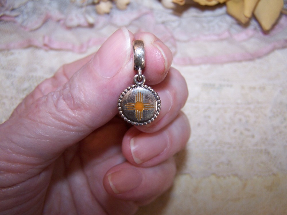 Vintage PANDORA Sterling Silver Enamel Sunrise Charm with Patina