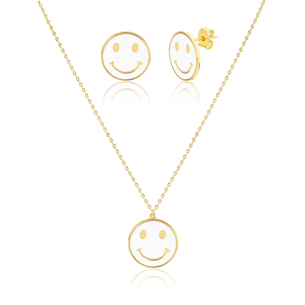 Smile Face Earrings and Necklace Set for Women - Cute Round Colorful Jewelry for Everyday Wear