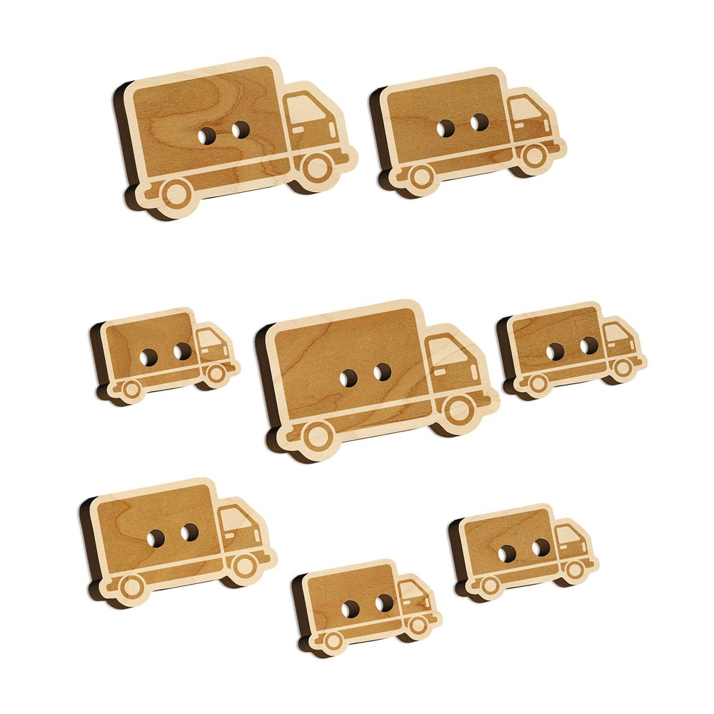 Delivery Truck Vehicle Icon Wood Buttons for Sewing Knitting Crochet DIY Craft