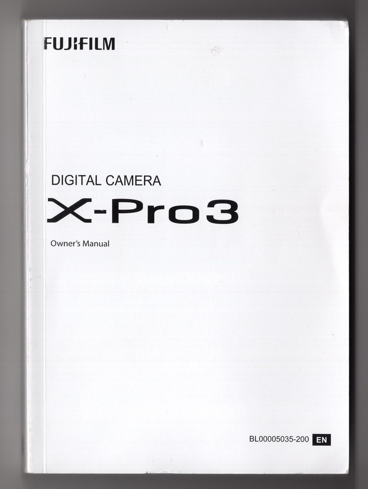Fuji X-Pro3 Camera Instruction Manual English User Guide