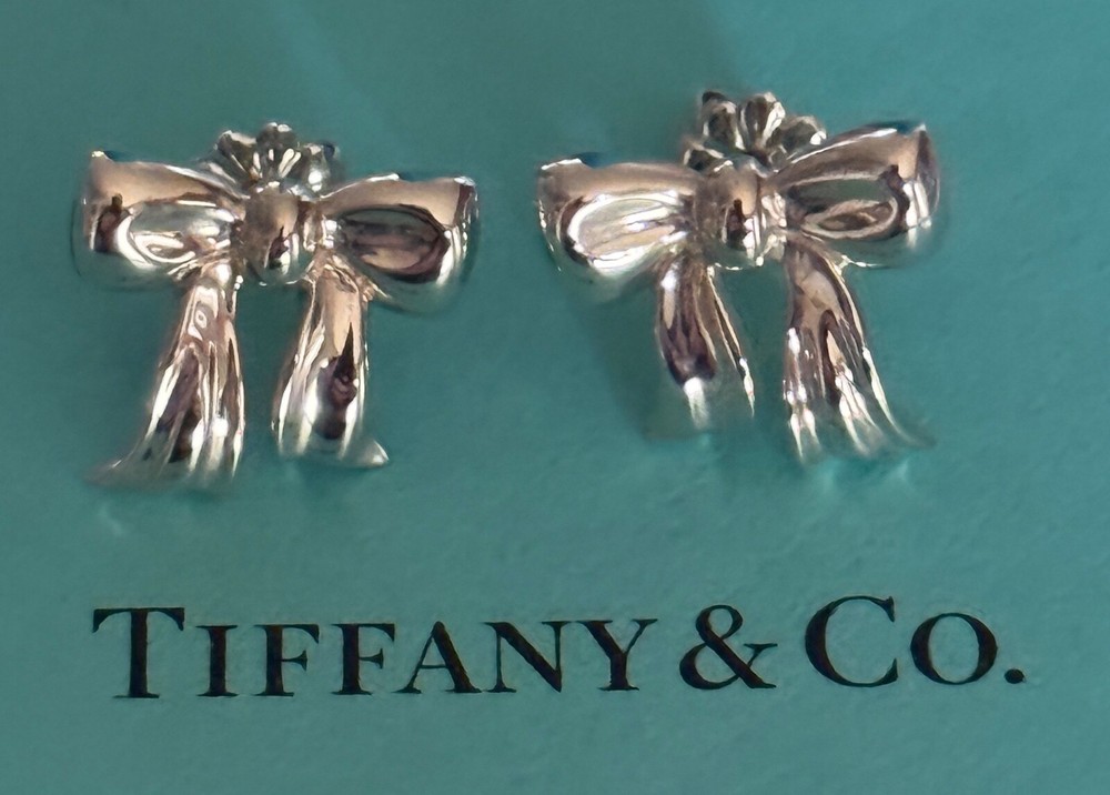 Tiffany & Co. Bow Tie  Earrings  Sterling Silver 925  1990