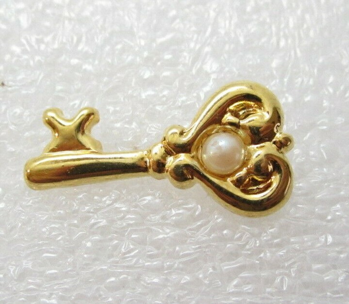 Heart Shape Skeleton Key Lapel Pin (B84)