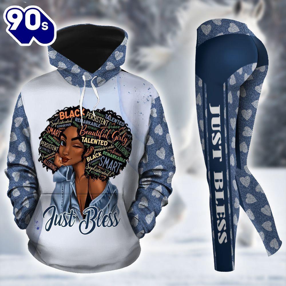 Black Girl All Over Print Leggings Hoodie Set Outfit For Women - Musicdope90s