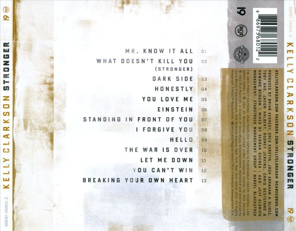 KELLY CLARKSON STRONGER NEW CD