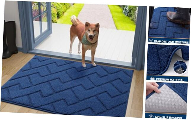 36x24 Indoor Non-Slip Rubber Door Mat Dirt Resistant Absorbent and Sturdy