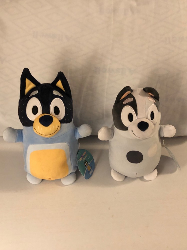 Brand New Bluey Squishmallows Hugmees bandit 10” and muffins 8” Plush set 2024