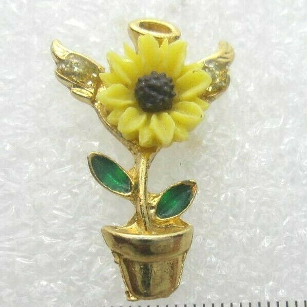 Yellow Flower in Container Lapel Pin (B322) Made in USA