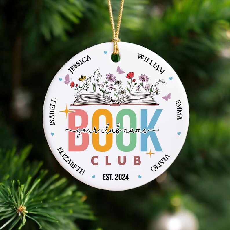 Customized Book Club Ornament, Custom Book Club Christmas Gift, Book Lover Gi...