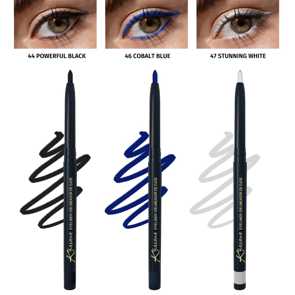 Khasana Eyeliner Automatic Pencil Set, Glide On, Waterproof, Ultra Smooth Pack 3