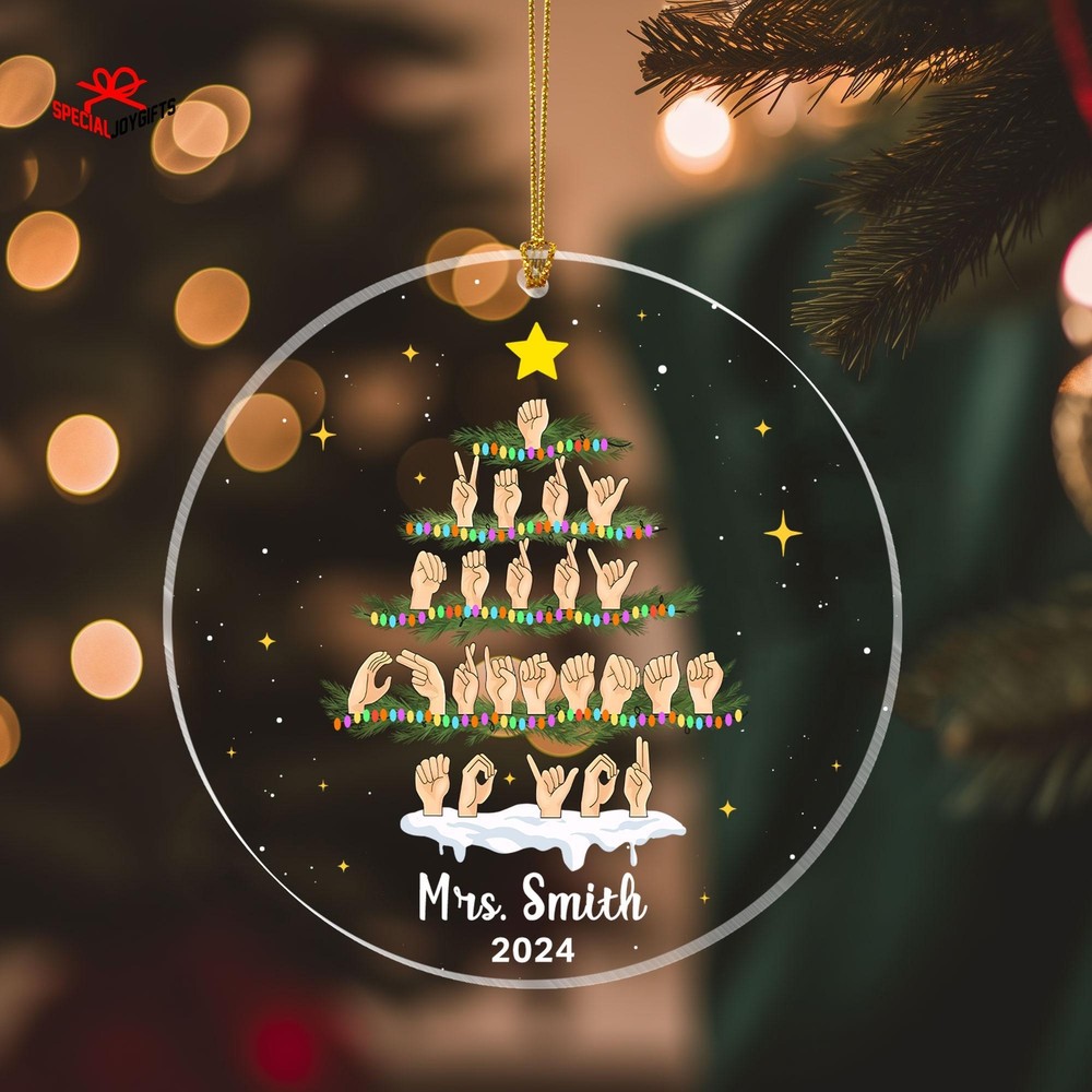ASL Teacher Ornament  Sign Language Gift  Teacher Christmas  Personalized