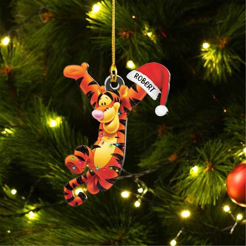 Personalized Tigger Santa Hat Christmas Ornament with Lights - Festive Xmas Gift-image