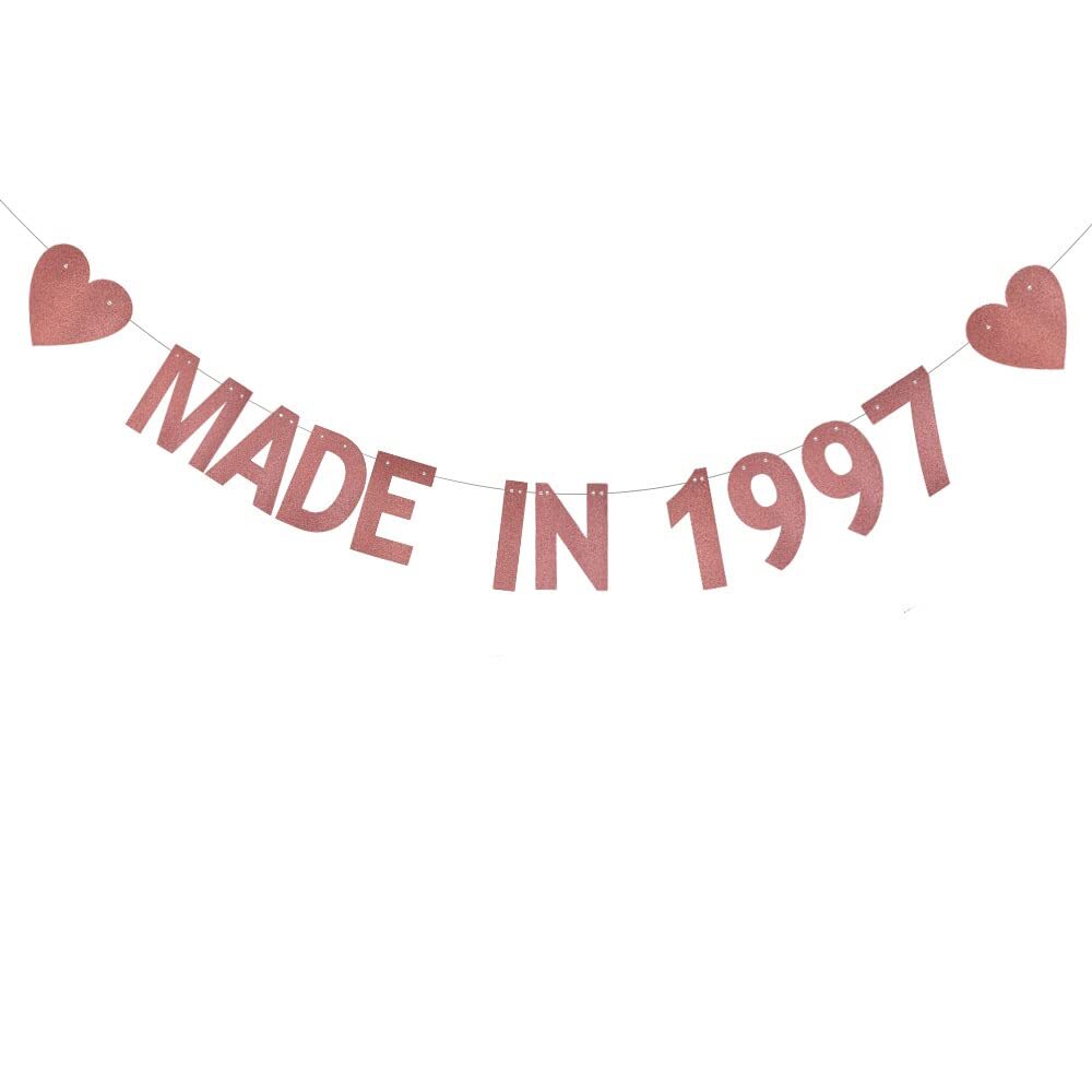 XIAOLUOLY Rose Gold Glitter Pre-Strung Banner for 27th Birthday Party Decor