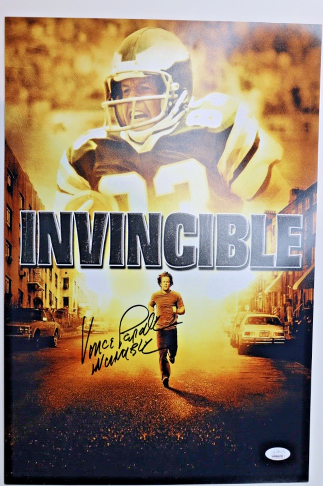 Vince Papale Signed Invincible 11x17 Movie Poster Inscription JSA Authenticated-image