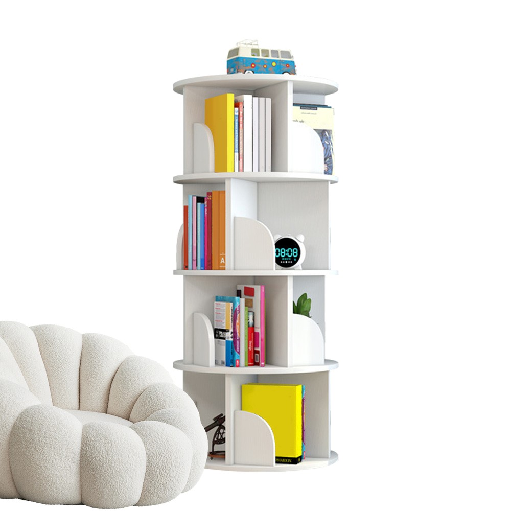 Rotating 4-Tier 360 Display Spinning Bookshelf Tower Revolving Bookcase