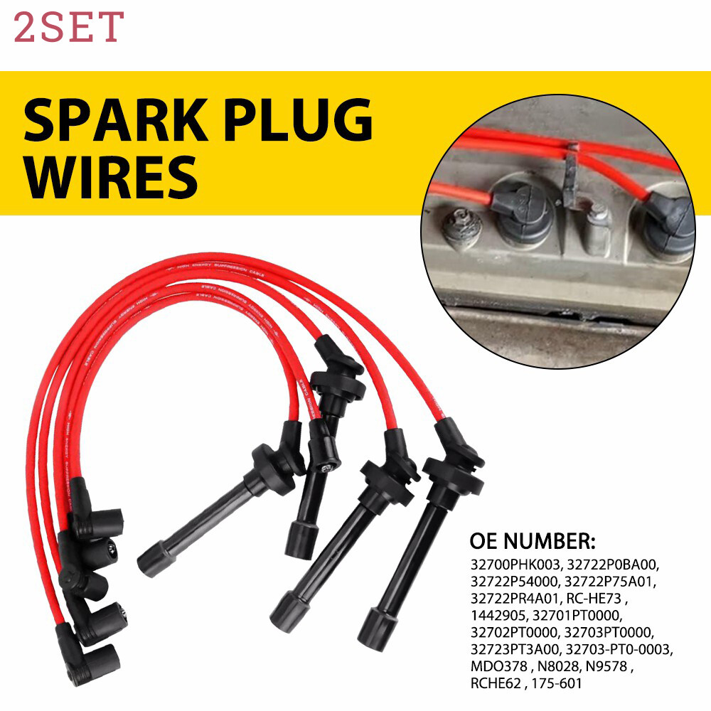 2 High Performance Spark Plug Wires for 1992-00 Honda Civic & Odyssey All Models