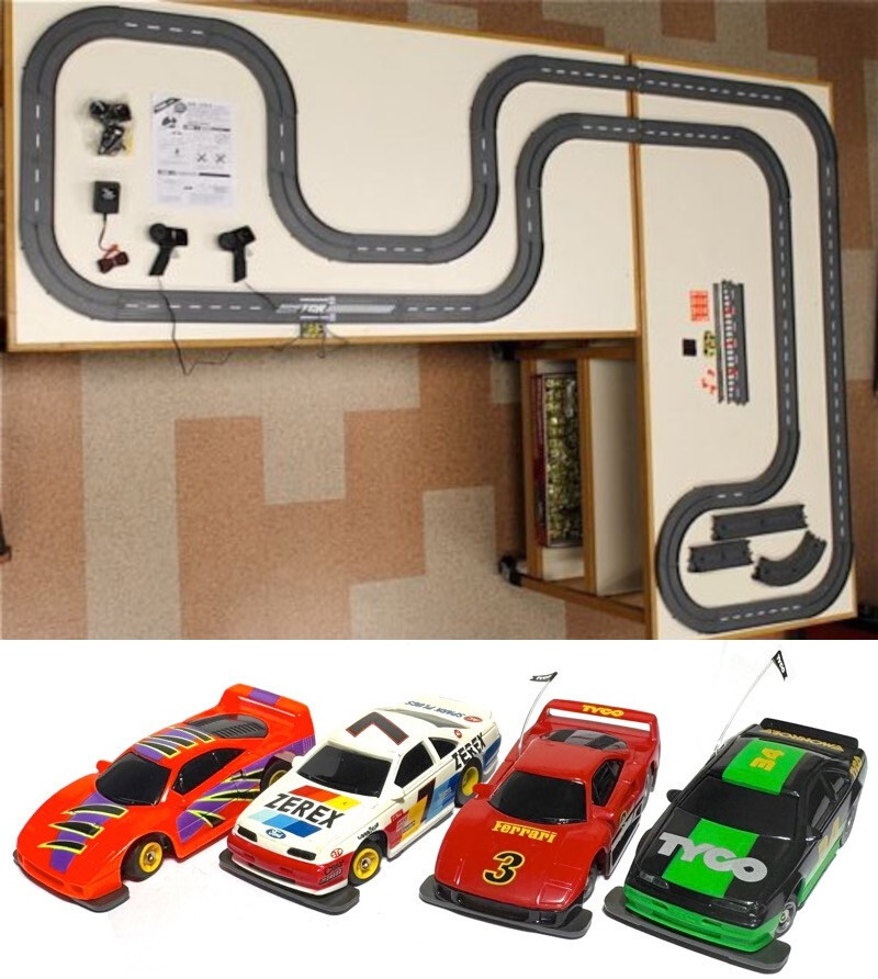 1993 UNUSED TYCO TCR Slotless Slot Car Total Control RACE SET 36ft + 5 Vehicles!