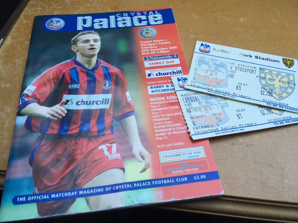 Crystal Palace vs Stockport County 2000 Match Programme & Tickets