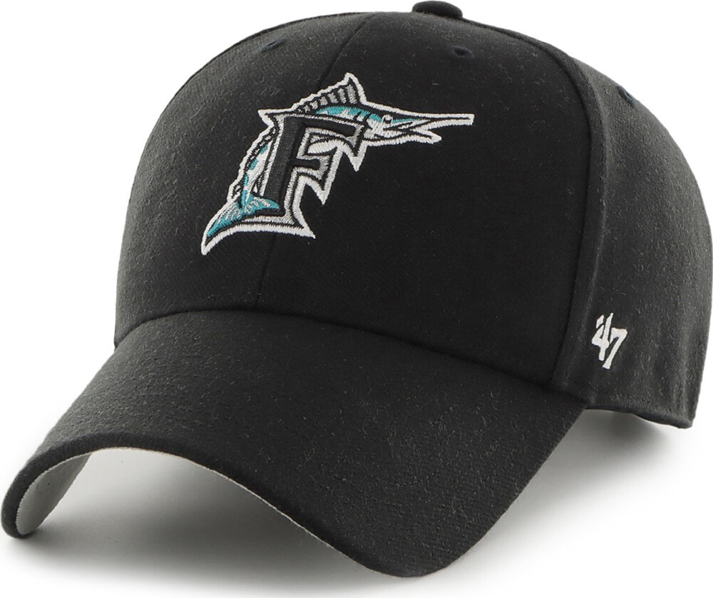 47 Brand Miami Marlins Sidepatch MVP Black Curved Visor Cap Snapback