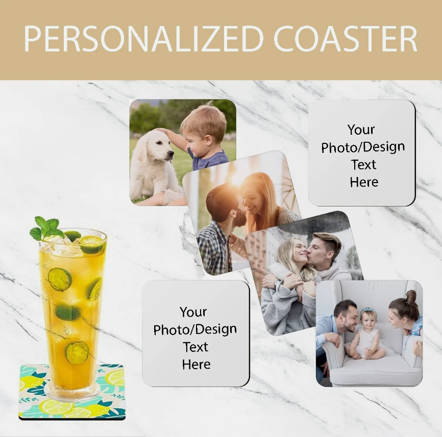 Engraved Custom Monogram Slate Coasters Personalized with Your Name