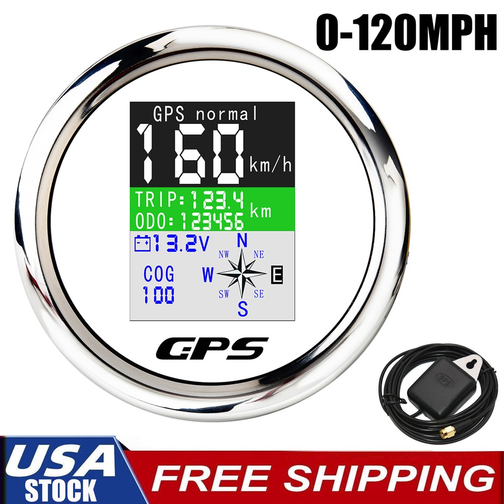 85mm Digital GPS Speedometer for Car Boat with Odometer Voltmeter MPH Kmh Knots US