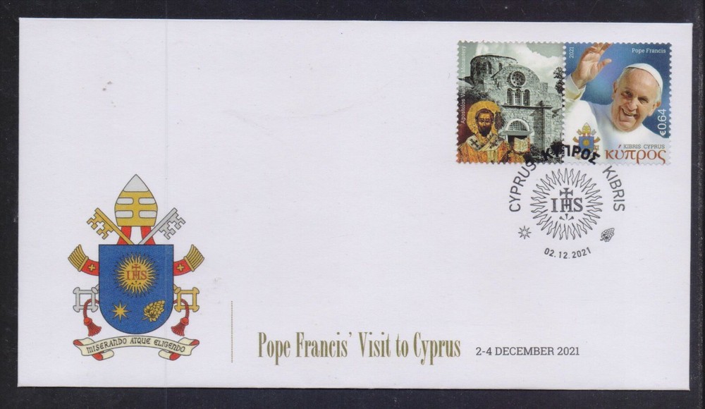 CYPRUS 2021 POPE PAPAL VISIT IN CYPRUS PERSONAL STAMP ON OFFICIAL FDC 1000 PCS-image