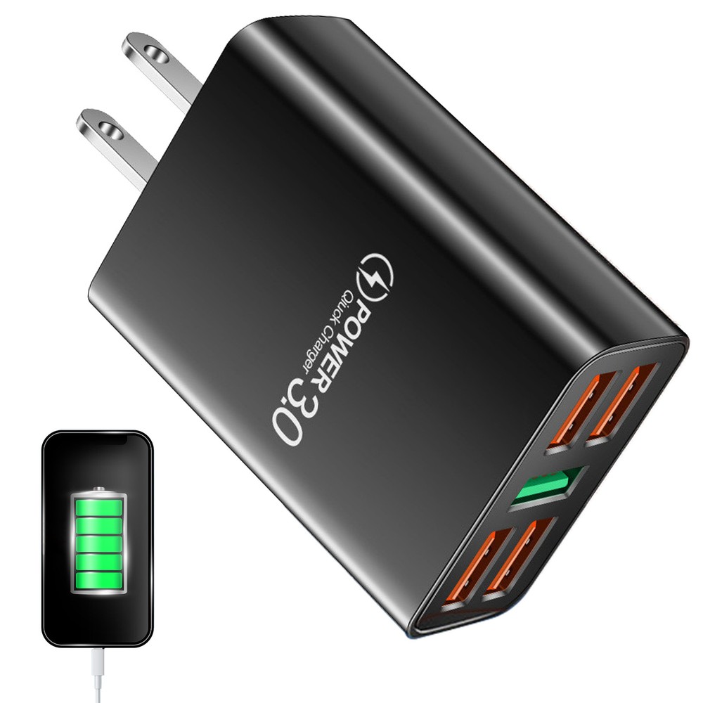 5-USB Multi Port Charging Hub with US/EU Plug Wall Adapter