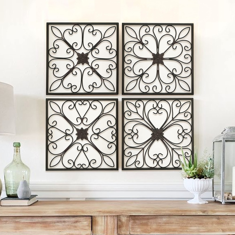 Remenna Metal Wall Decor-Large Decorative Wrought Scroll Wall Decor Art Set Farm