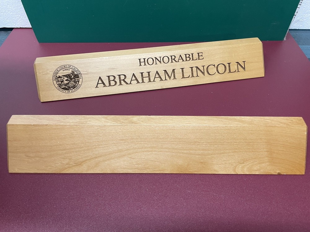 Personalized Office Name Plate for Desk, Solid Red Alder- FREE ENGRAVING