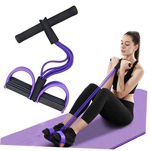6-Tube Multifunctional Purple Elastic Tension Rope Yoga Resistance Pedal Puller