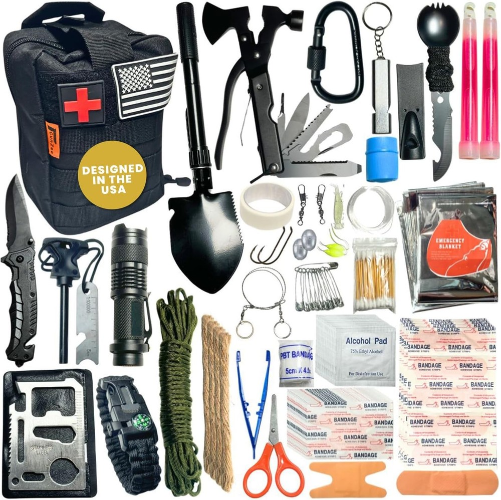 GunZee 175-Piece Emergency Survival Kit for Outdoor Adventures and First Aid
