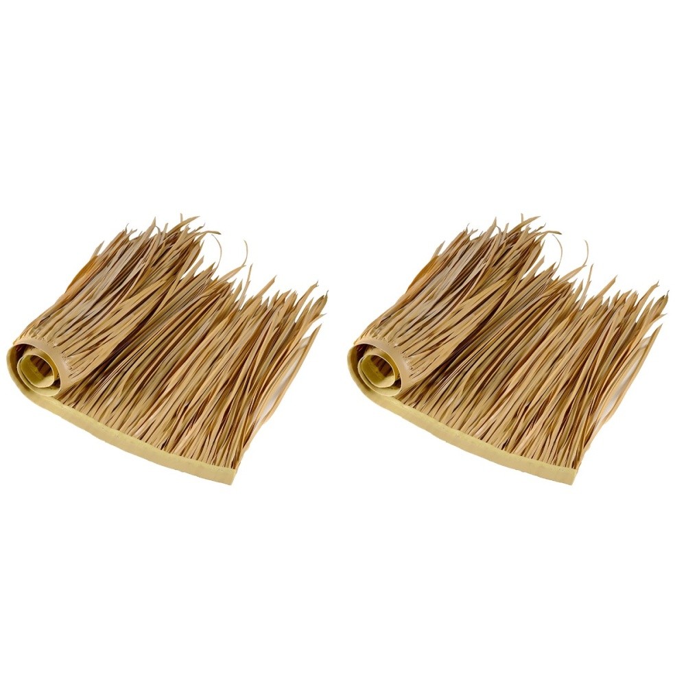 2 Count Simulated Thatch Tile Patio Decor Banquet Office Artificial Roof Straw