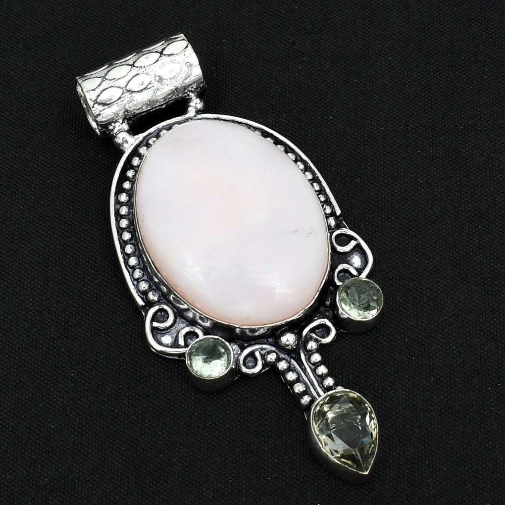 Pink Opal Green Amethyst Gemstone Ethnic Handmade Pendant Jewelry  AP-11514