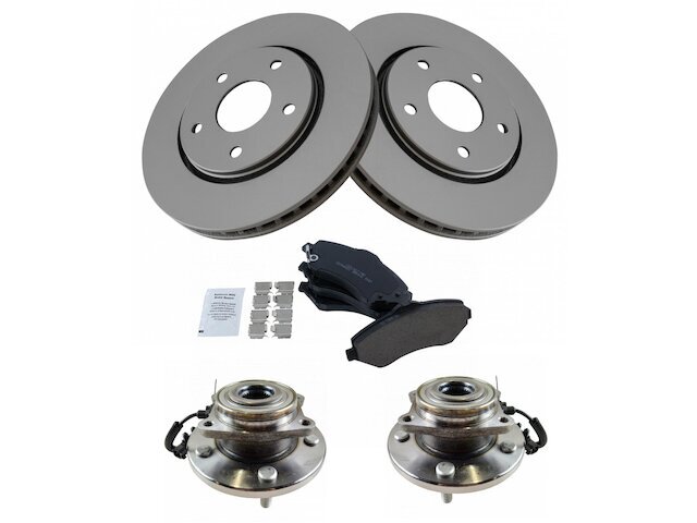 TRQ Front Brake Pad Rotor Wheel Hub Kit for 2012-2014 Ram C/V 61JTFX