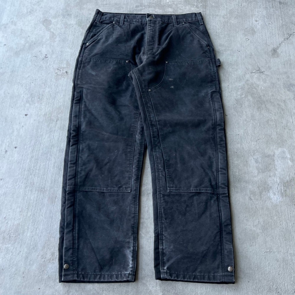Vintage Carhartt Y2K Black Insulated Double Knee Carpenter Work Pants