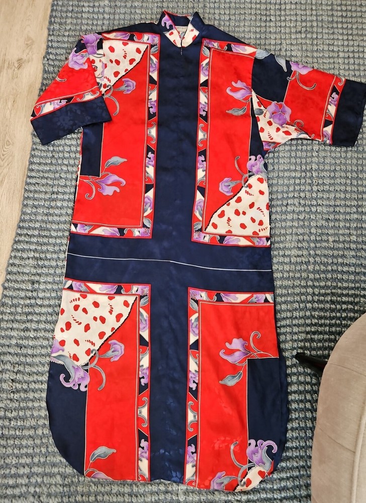 VINTAGE RUTH NORMAN SAKS FIFTH AVENUE CAFTAN MAXI DRESS MU MU ASIAN INSPIRED