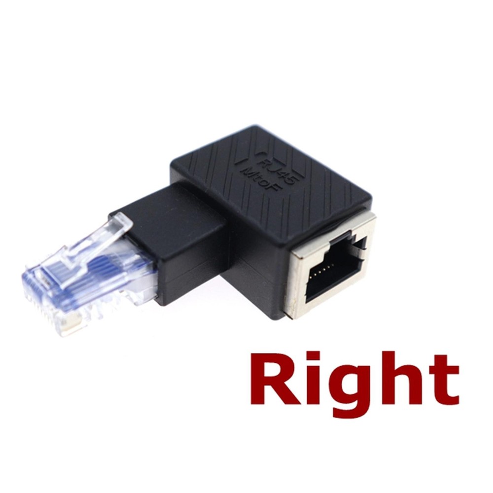 90-Degree RJ45 Cat5e/Cat6/Cat7 Male-to-Female Ethernet LAN Adapter
