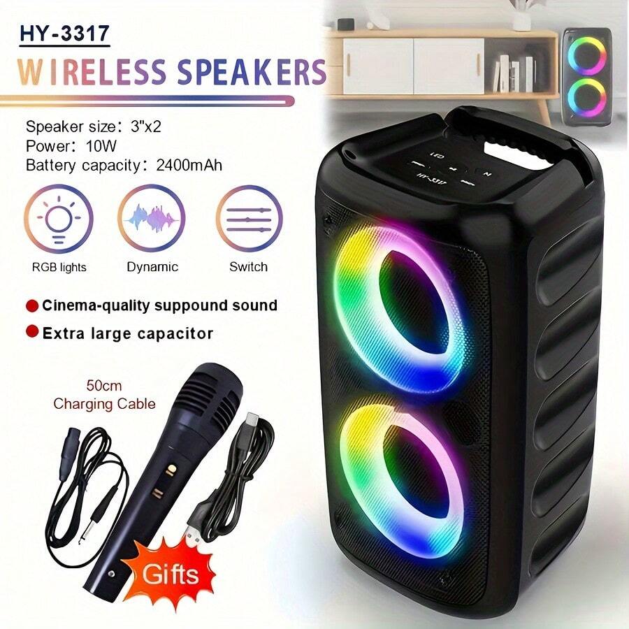 Wireless Speaker With Microphone, Large Speaker, Stereo Speaker, Subwoofer, Outd