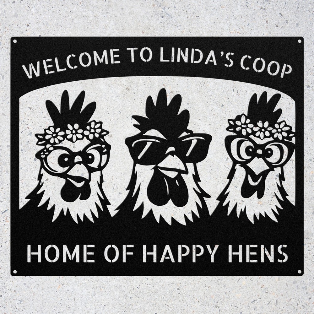 Personalized Hens Metal Art Sign Chicken Coop Farm Wall Decor Rustic Home Gift