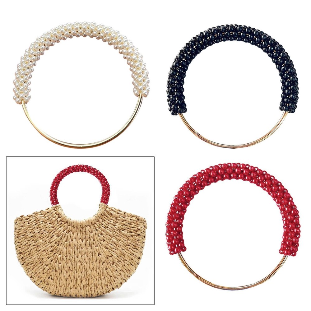 Pearl Ring Handle for Crochet Bags Decorative Round Handbag Hardware