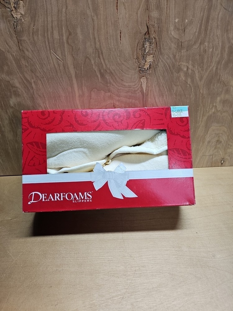 Dearfoams White Cream Ultra Comfort Bootie Slippers Size 9-10 XLarge Warm Cozy New