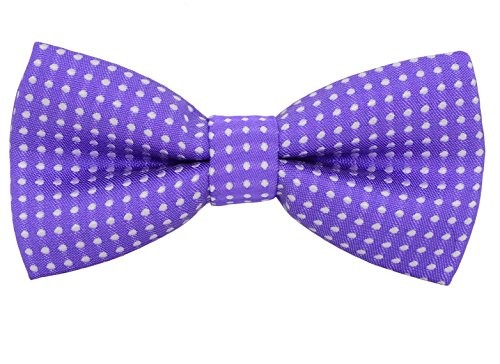 Puppy & Kitten Collar Bow Tie, Small Cat Lavender Purple with White Polka Dots