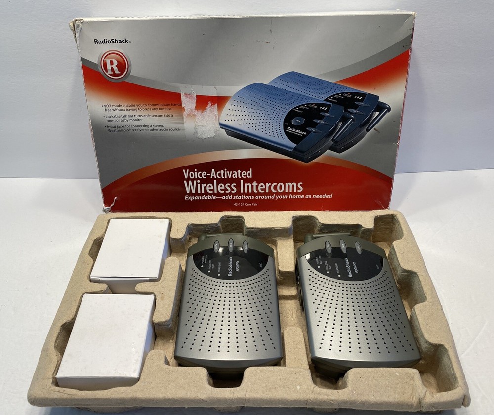 Radio Shack 43-124 Wireless Voice-Activated Intercom System 900MHz Tested