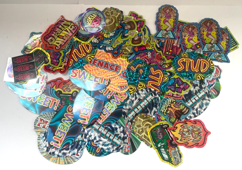 Lot of 50+ New Y2K Vending Machine TwoFish Design Funny Disco Stickers