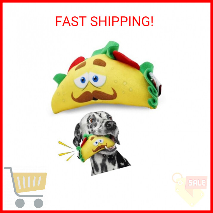 SPOT Fun Food Taco Plush Dog Toy with Squeaker - Interactive Soft, Squeaky Toy f