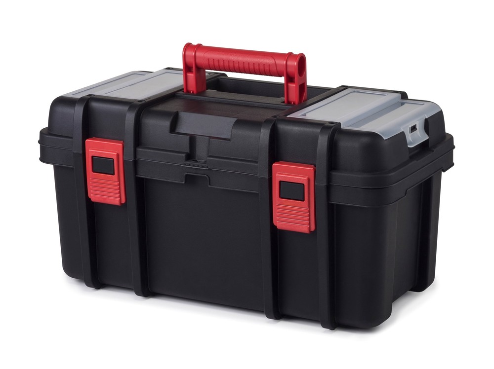 19-Inch Black Plastic Toolbox for Hardware and Tool Storage  