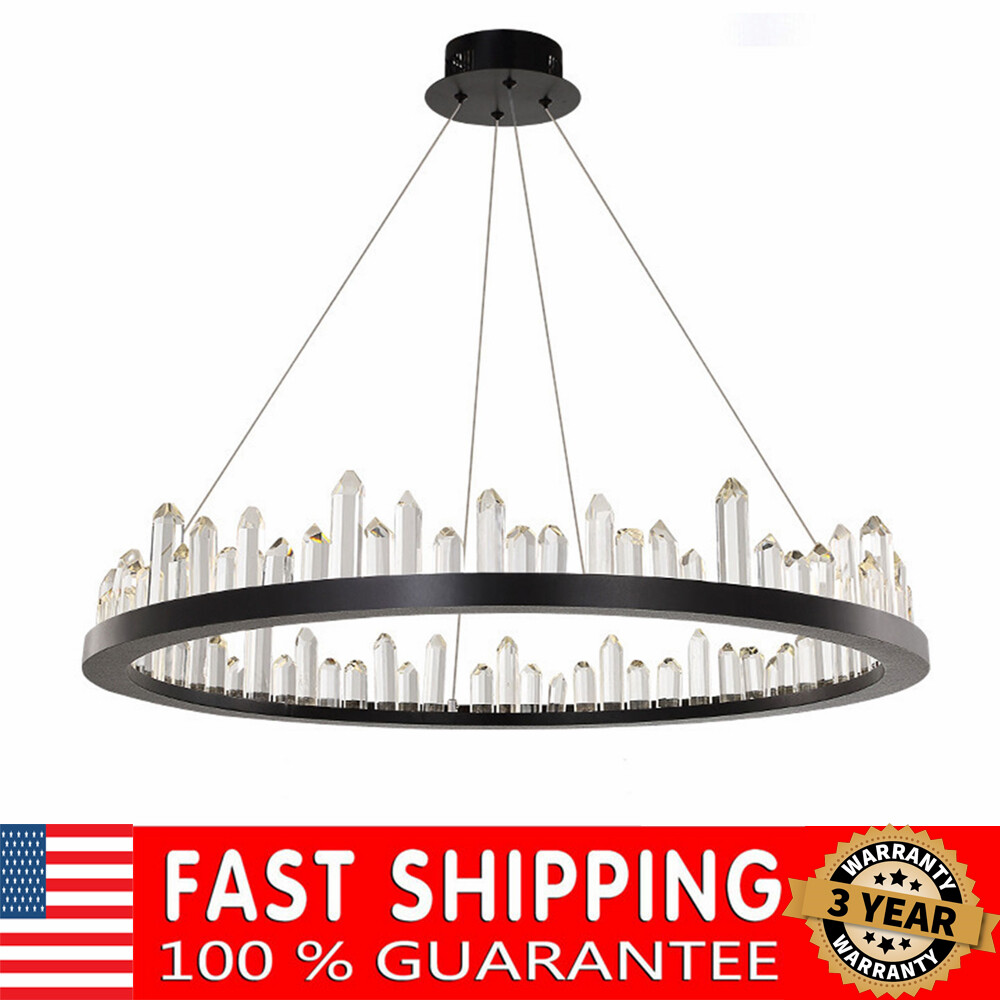 K9 Crystal Ring Hanging Lamp Round LED Chandelier Pendant Ceiling Light