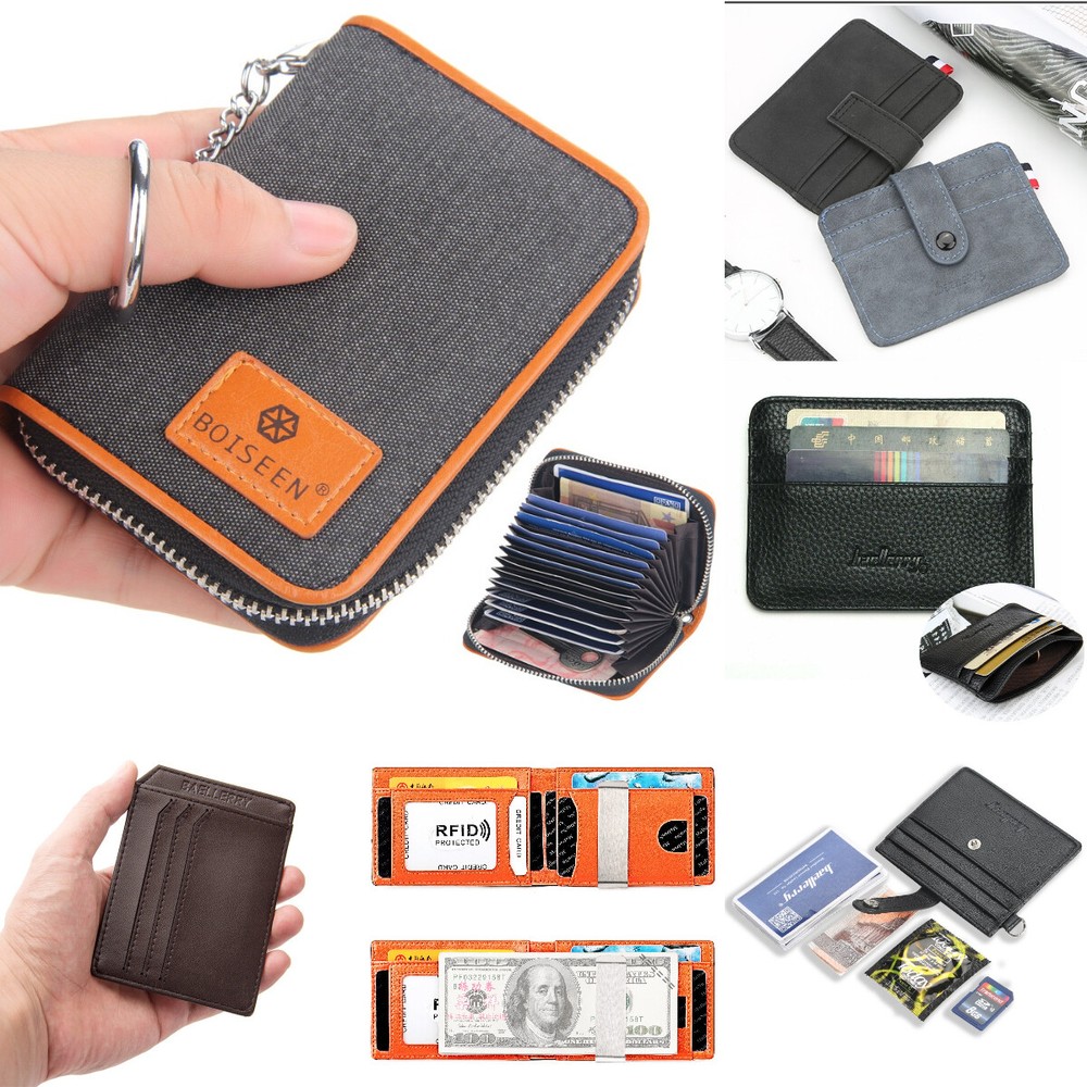 Slim Soft Leather Credit Card Holder Wallet for Men & Women with ID Slot  -image