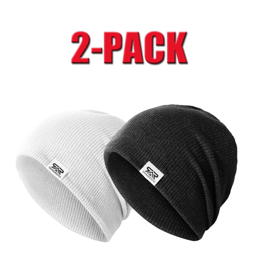 2-Pack Windproof Thermal Beanie for Winter Cycling Running Cold Weather